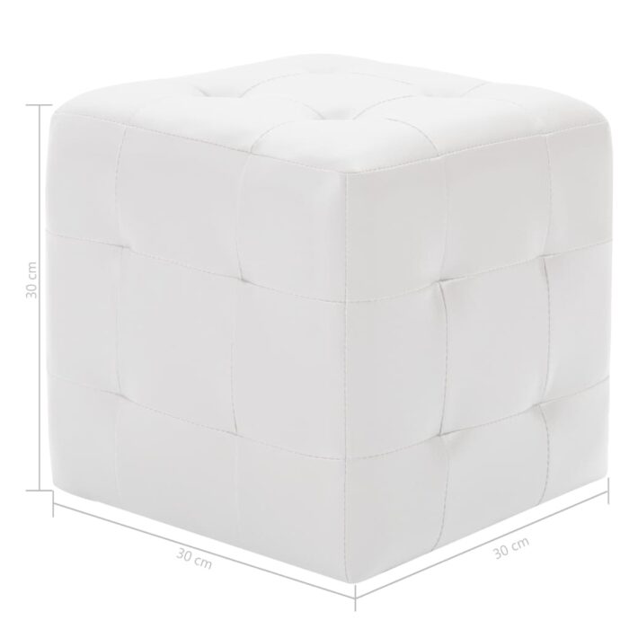 Poufs 2 pcs Blanc 30 x 30 x 30 cm Similicuir – Image 4