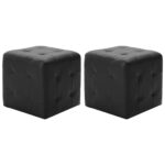 Poufs 2 pcs Noir 30 x 30 x 30 cm Similicuir