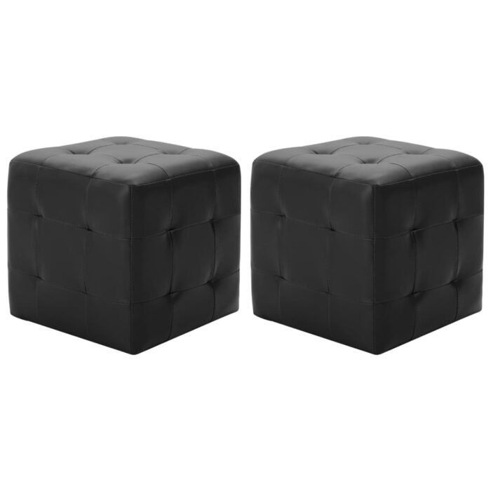 Poufs 2 pcs Noir 30 x 30 x 30 cm Similicuir – Image 1
