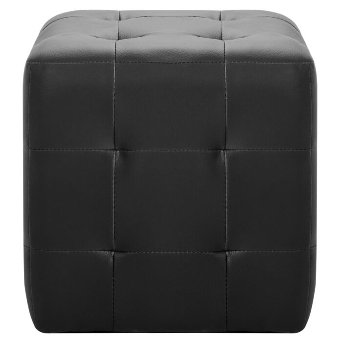 Poufs 2 pcs Noir 30 x 30 x 30 cm Similicuir – Image 2