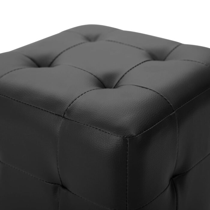 Poufs 2 pcs Noir 30 x 30 x 30 cm Similicuir – Image 3