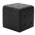 Poufs 2 pcs Noir 30 x 30 x 30 cm Similicuir – Image 4