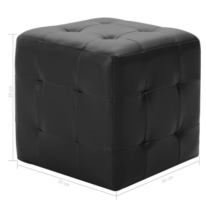 Poufs 2 pcs Noir 30 x 30 x 30 cm Similicuir – Image 4