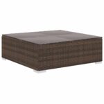 Salon de jardin 4 pcs avec coussins Résine tressée Marron – Image 5