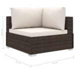 Salon de jardin 4 pcs avec coussins Résine tressée Marron – Image 6