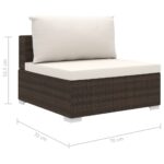 Salon de jardin 4 pcs avec coussins Résine tressée Marron – Image 7