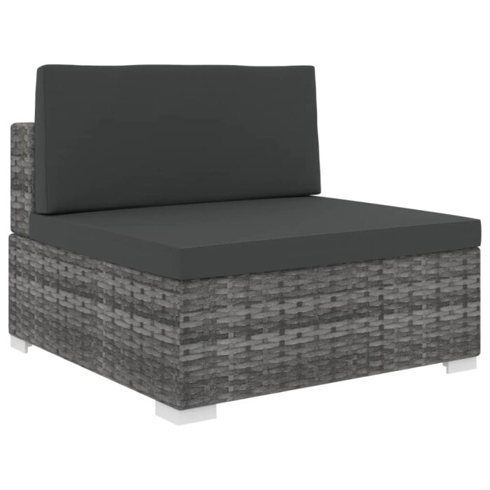 Siège central sectionnel 1 pc et coussins Résine tressée Gris – Image 1