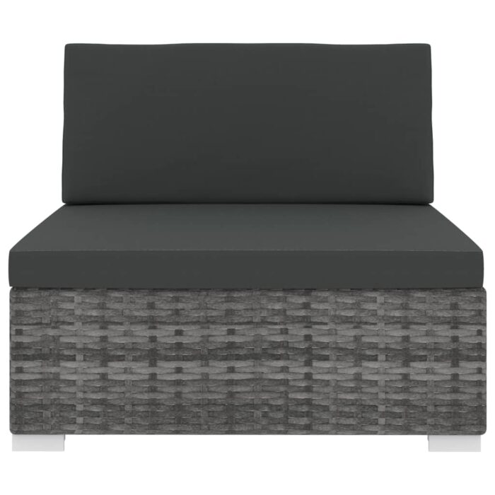 Siège central sectionnel 1 pc et coussins Résine tressée Gris – Image 2