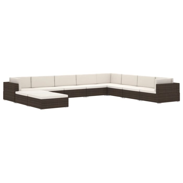 Siège central sectionnel 1 pc et coussins Résine tressée Gris – Image 7