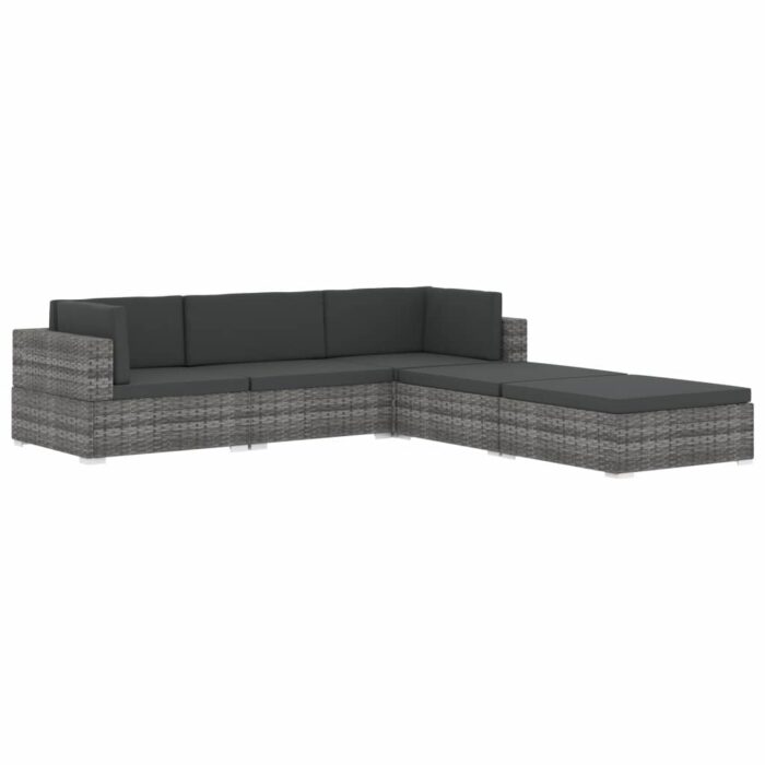 Repose-pied sectionnel 1 pc avec coussin Résine tressée Noir – Image 8
