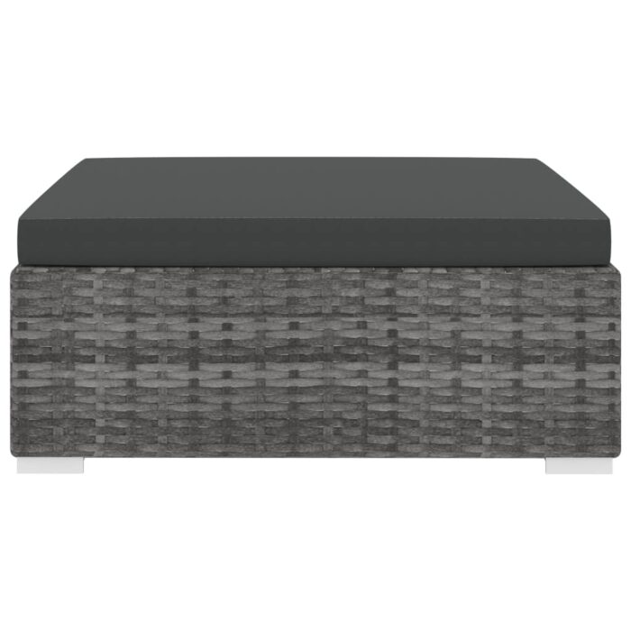 Repose-pied sectionnel 1 pc avec coussin Résine tressée Gris – Image 2