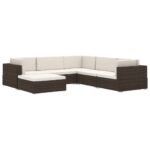 Repose-pied sectionnel 1 pc avec coussin Résine tressée Gris – Image 5