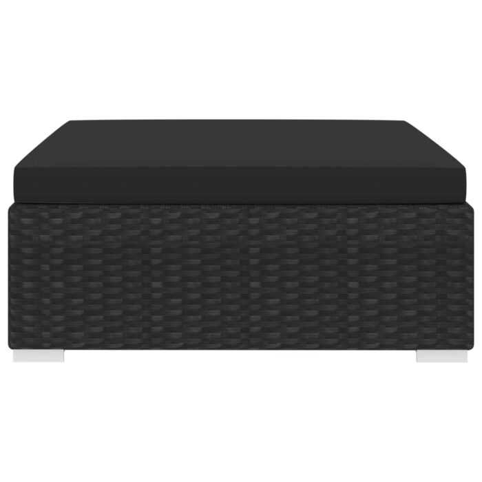 Repose-pied sectionnel 1 pc avec coussin Résine tressée Noir – Image 2