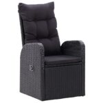 Chaise inclinable de jardin 2pc et coussins Résine tressée Noir – Image 2
