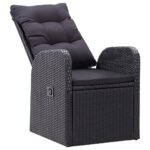 Chaise inclinable de jardin 2pc et coussins Résine tressée Noir – Image 3