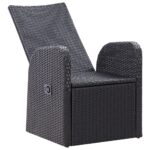 Chaise inclinable de jardin 2pc et coussins Résine tressée Noir – Image 4