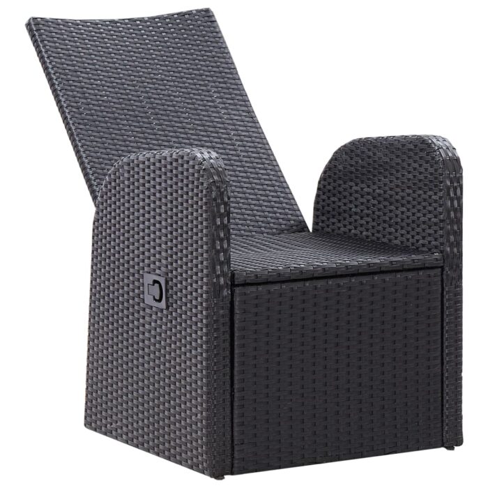 Chaise inclinable de jardin 2pc et coussins Résine tressée Noir – Image 4