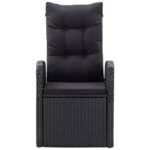 Chaise inclinable de jardin 2pc et coussins Résine tressée Noir – Image 5
