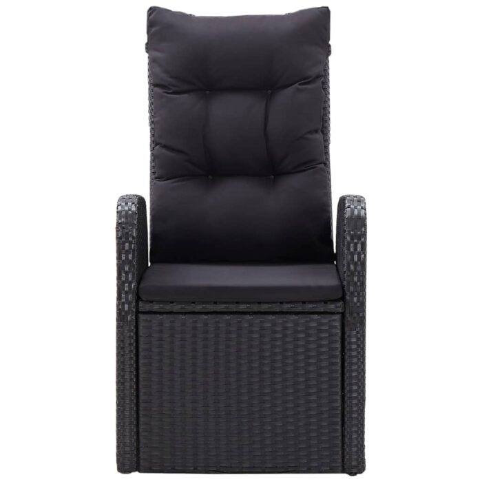 Chaise inclinable de jardin 2pc et coussins Résine tressée Noir – Image 5