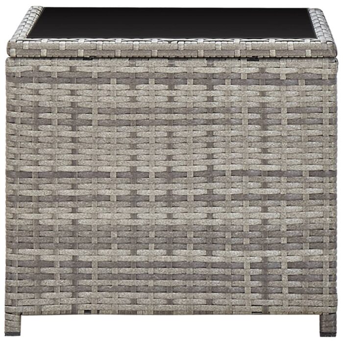 Table basse Gris 45x45x40 cm Résine tressée et verre – Image 2