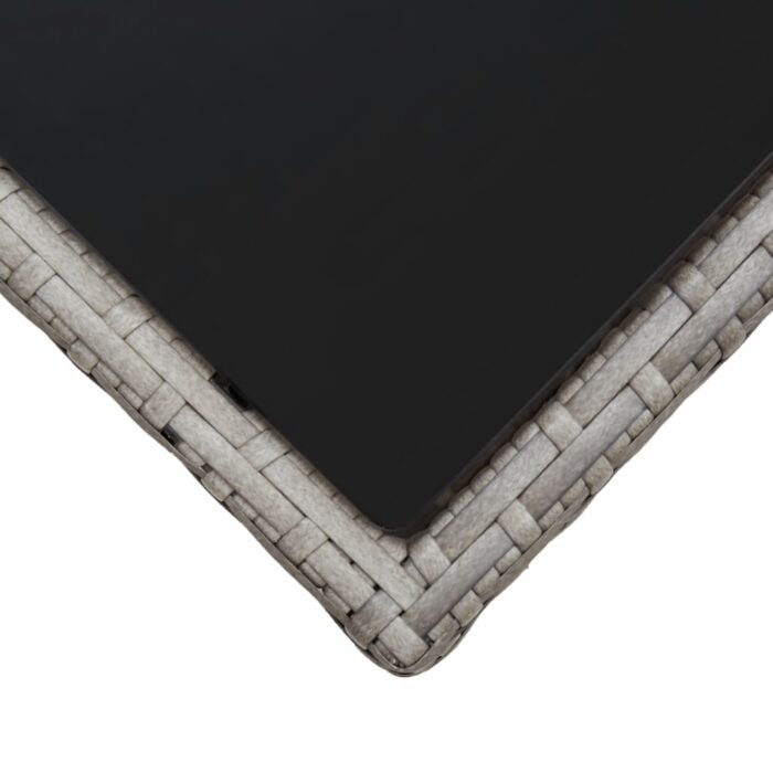 Table basse Gris 45x45x40 cm Résine tressée et verre – Image 3
