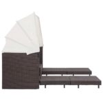 Canapé-lit extensible 3 places avec toit Résine tressée Marron – Image 6