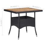 Table d'extérieur Noir Résine tressée et bois d'acacia solide – Image 3