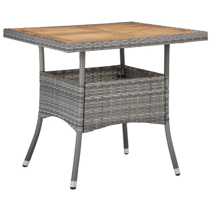 Table d'extérieur Gris Résine tressée et bois d'acacia solide – Image 1