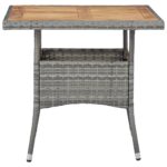 Table d'extérieur Gris Résine tressée et bois d'acacia solide – Image 2