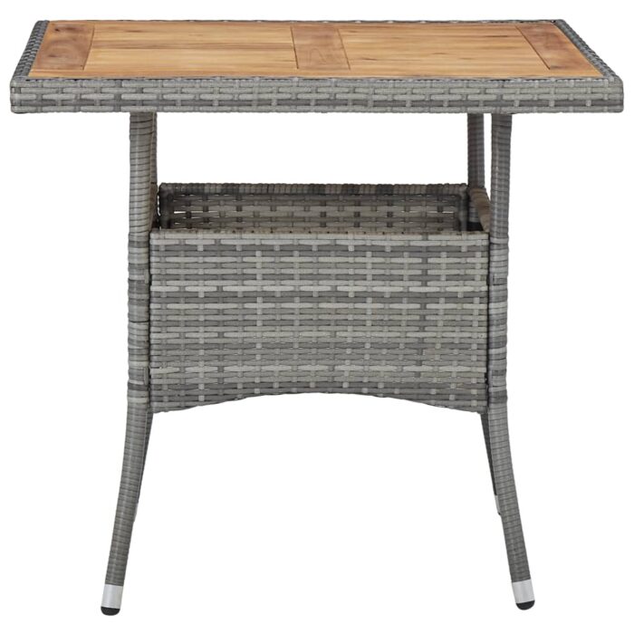 Table d'extérieur Gris Résine tressée et bois d'acacia solide – Image 2