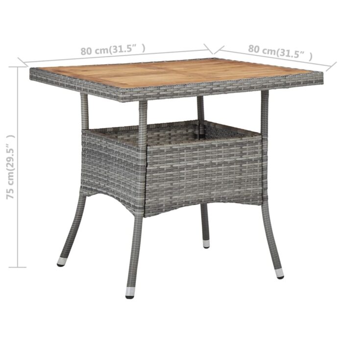 Table d'extérieur Gris Résine tressée et bois d'acacia solide – Image 4