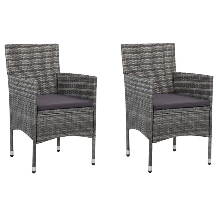 Chaises à manger de jardin lot de 2 Résine tressée Gris – Image 1