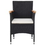 Chaises à manger de jardin lot de 2 Résine tressée Noir – Image 2