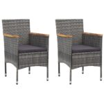 Chaises à manger de jardin lot de 2 Résine tressée Gris