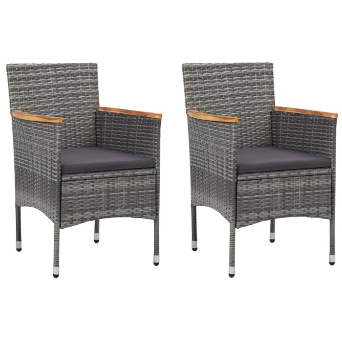 Chaises à manger de jardin lot de 2 Résine tressée Gris – Image 1