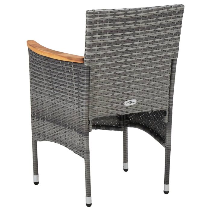 Chaises à manger de jardin lot de 2 Résine tressée Gris – Image 2