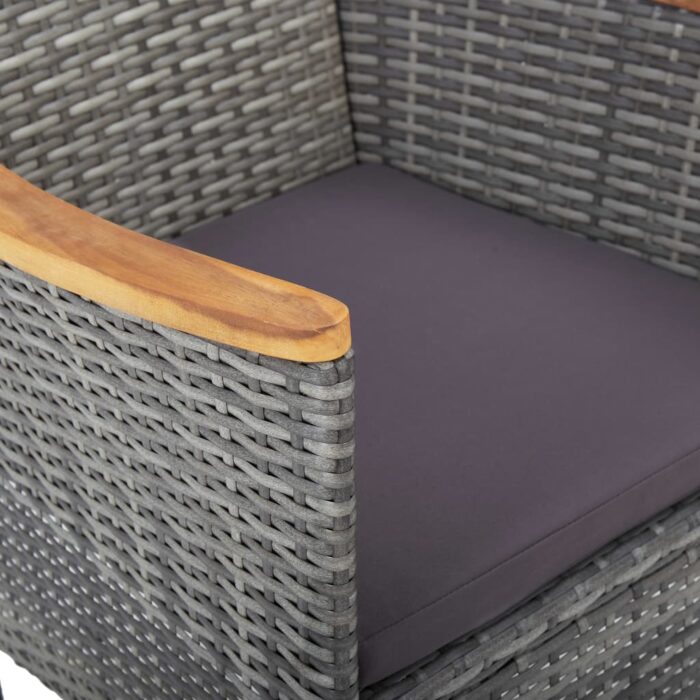 Chaises à manger de jardin lot de 2 Résine tressée Gris – Image 3
