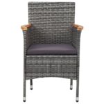 Chaises à manger de jardin lot de 2 Résine tressée Gris – Image 4