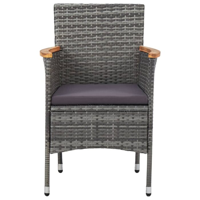 Chaises à manger de jardin lot de 2 Résine tressée Gris – Image 4