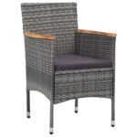 Chaises à manger de jardin lot de 2 Résine tressée Gris – Image 5