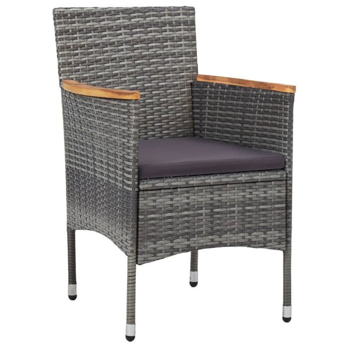 Chaises à manger de jardin lot de 2 Résine tressée Gris – Image 5