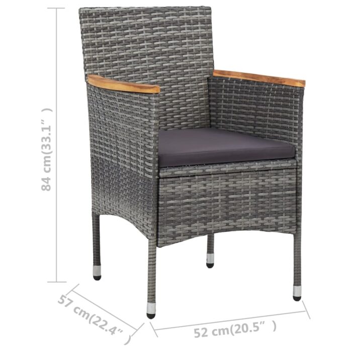 Chaises à manger de jardin lot de 2 Résine tressée Gris – Image 6