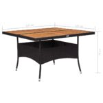 Table d'extérieur Noir Résine tressée et bois d'acacia solide – Image 4