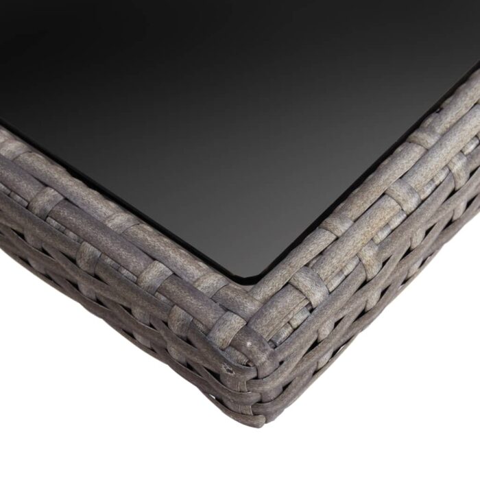 Table à manger d'extérieur Gris Résine tressée et verre – Image 2