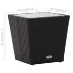 Table à thé Noir 41,5x41,5x43 cm Résine tressée et verre trempé – Image 4