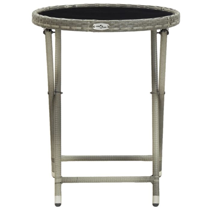 Table à thé Gris 60 cm Résine tressée et verre trempé – Image 2