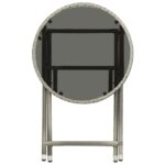 Table à thé Gris 60 cm Résine tressée et verre trempé – Image 4