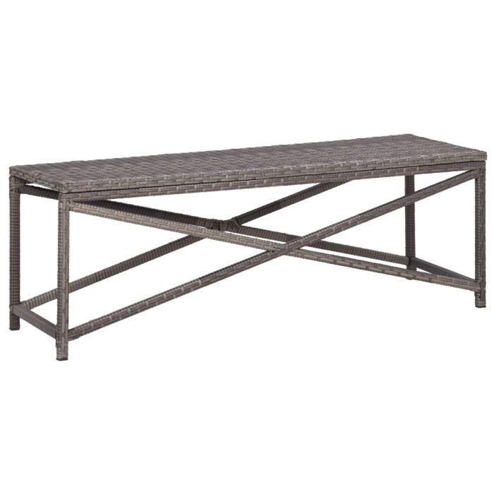 Banc de jardin 120 cm Résine tressée Gris – Image 1