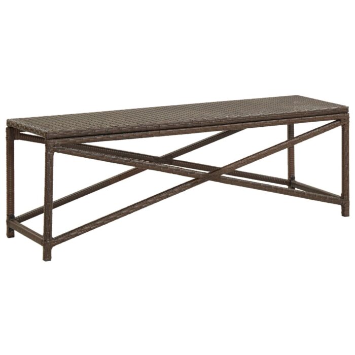 Banc de jardin 120 cm Résine tressée Marron – Image 1