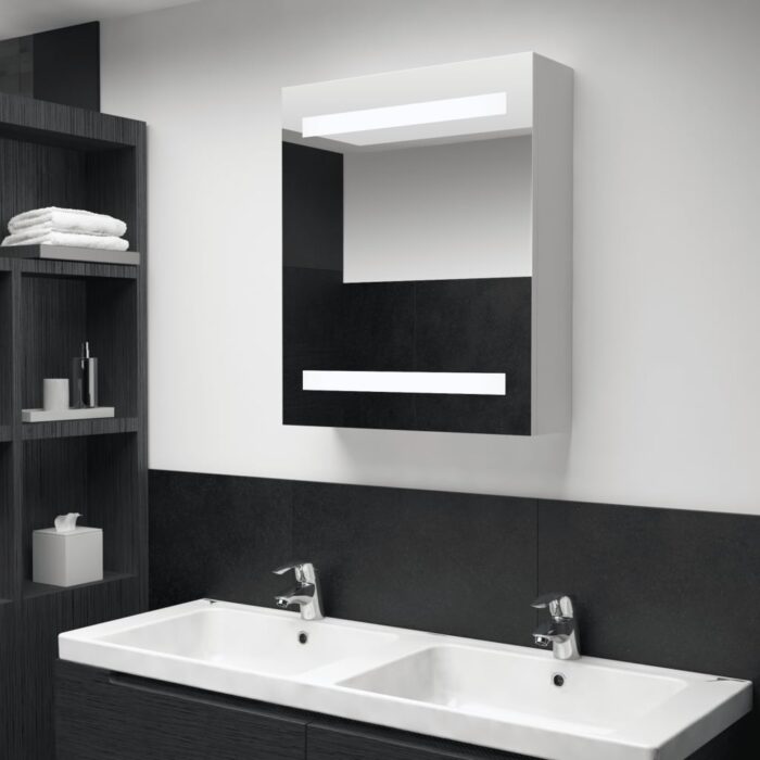 Armoire de salle de bain à miroir LED 50x13,5x60 cm – Image 1